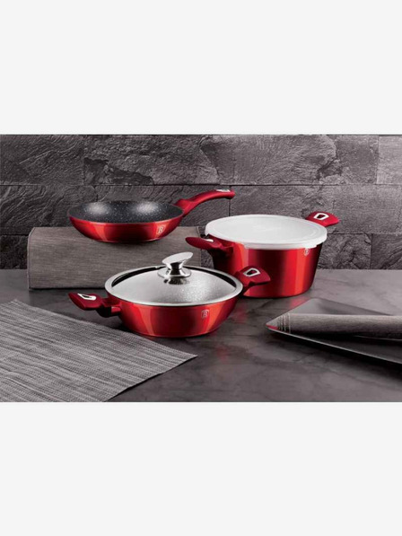 Berlingerhaus Garnitura posod s površino iz marmorja 5 kosov Burgundy Metallic Line BERLINGERHAUS