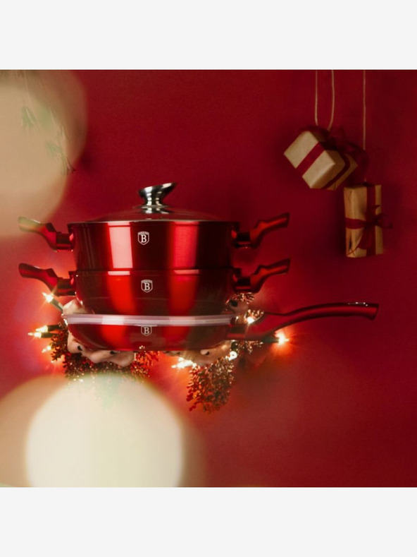 Berlingerhaus Garnitura posod s površino iz marmorja 5 kosov Burgundy Metallic Line BERLINGERHAUS