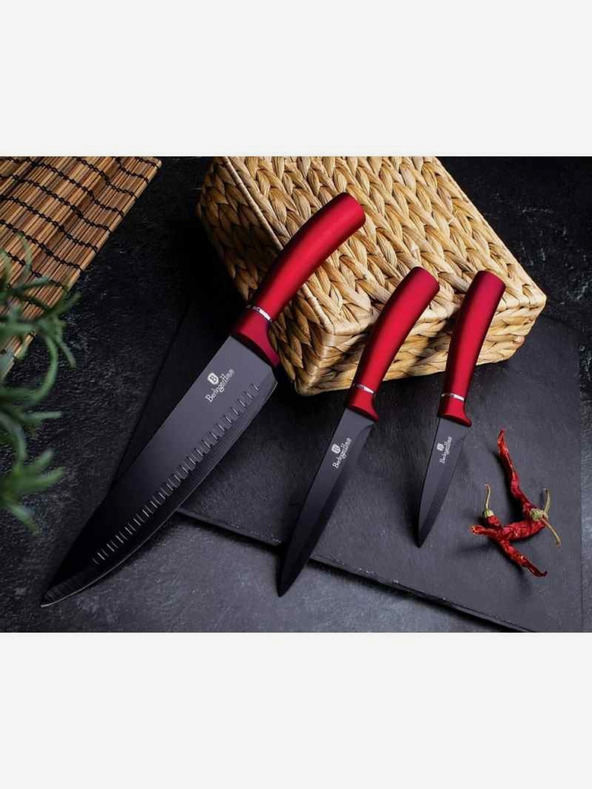 Berlingerhaus Garnitura posode z marmornato površino 17 kosov Burgundy Metallic Line BERLINGERHAUS