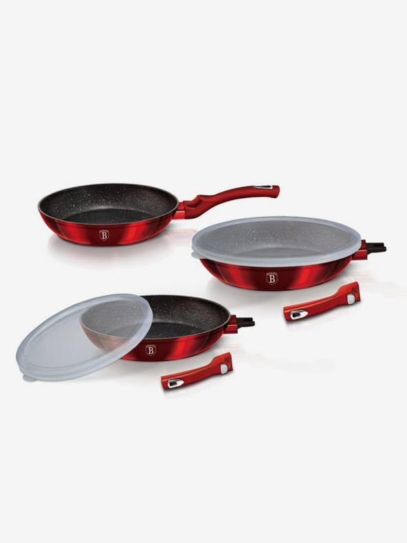 Berlingerhaus Ponev za cvrtje s snemljivim ročajem set 5 Burgundy Metallic Line BERLINGERHAUS