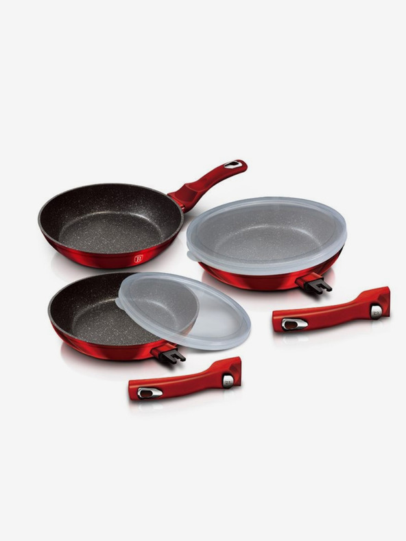 Berlingerhaus Ponev za cvrtje s snemljivim ročajem set 5 Burgundy Metallic Line BERLINGERHAUS