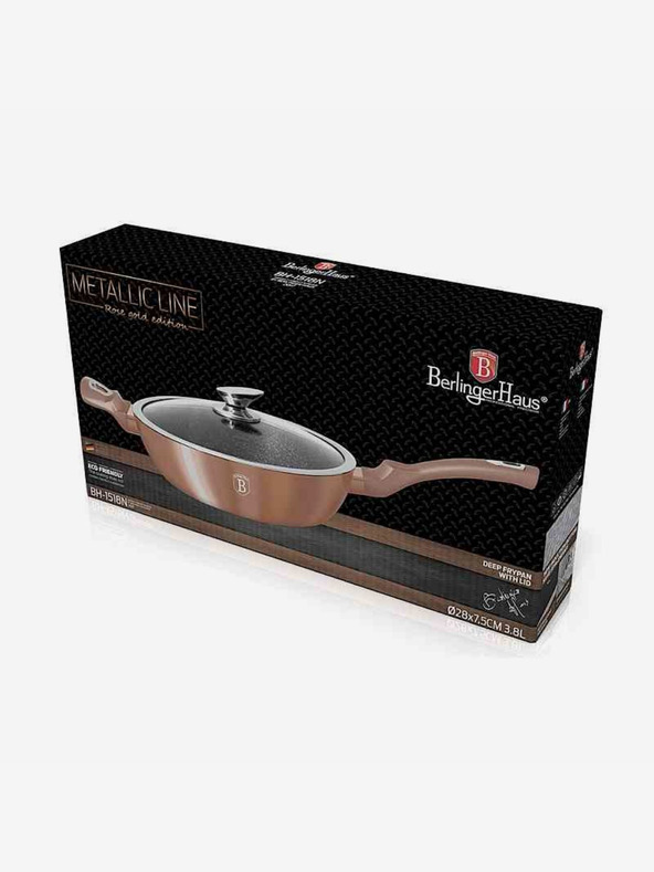 Berlingerhaus Globoka ponev s površino iz marmorja in pokrovom 28 cm Rosegold Metallic Line BERLINGERHAUS