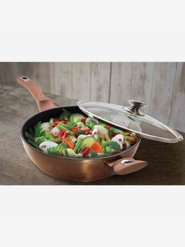 Berlingerhaus Globoka ponev s površino iz marmorja in pokrovom 28 cm Rosegold Metallic Line BERLINGERHAUS