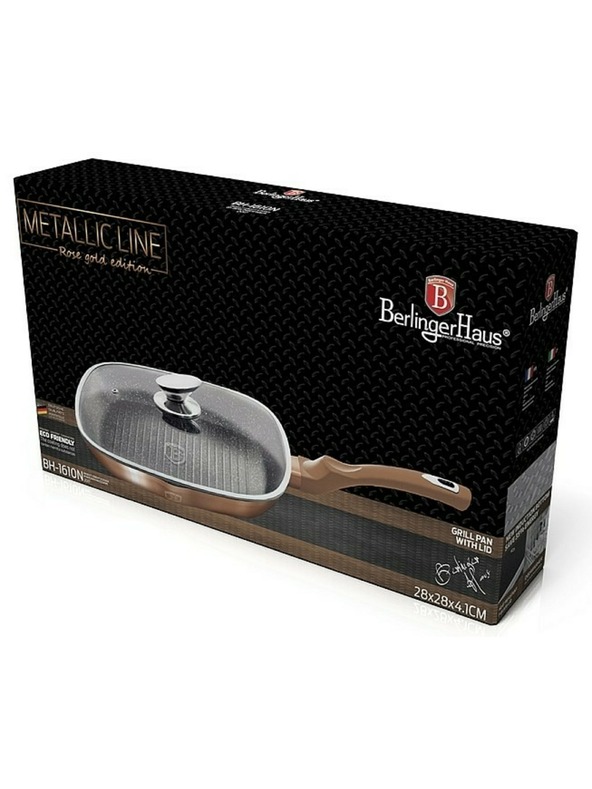 Berlingerhaus Žar ponev z marmornim povojem in pokrovko 28 cm Rosegold Metallic Line BERLINGERHAUS