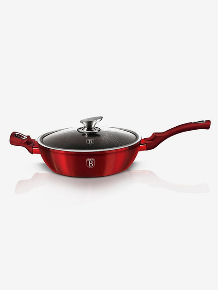 Berlingerhaus Globoka ponev z marmornim povojem in pokrovko 28 cm Burgundy Metallic Line BERLINGERHAUS