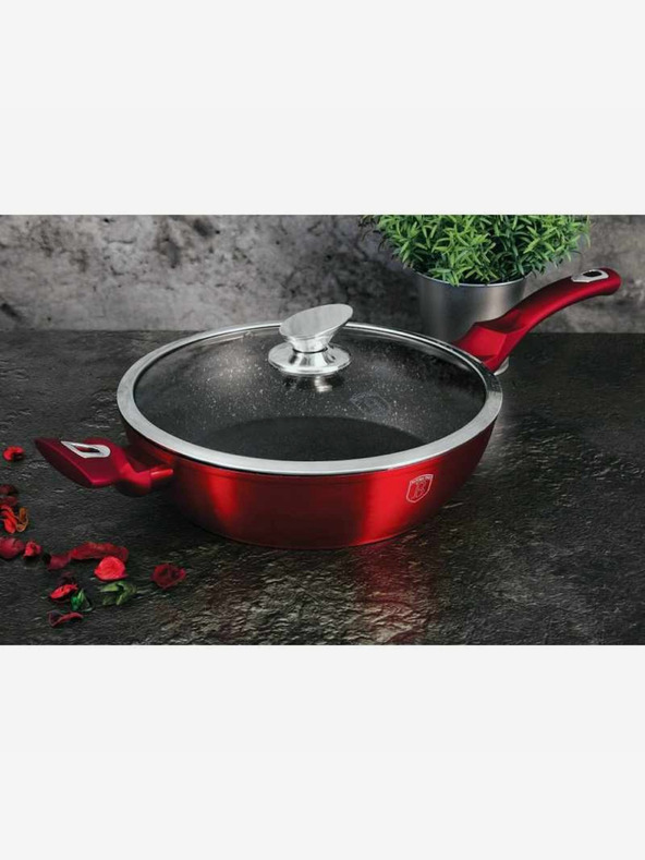 Berlingerhaus Globoka ponev z marmornim povojem in pokrovko 28 cm Burgundy Metallic Line BERLINGERHAUS