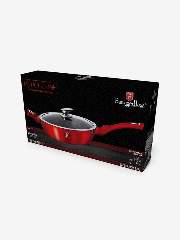 Berlingerhaus Globoka ponev z marmornim povojem in pokrovko 28 cm Burgundy Metallic Line BERLINGERHAUS