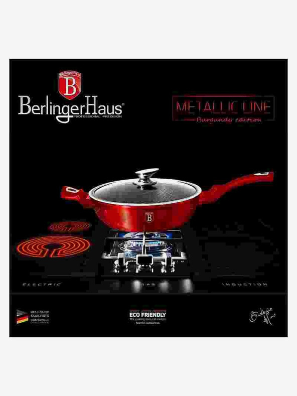 Berlingerhaus Globoka ponev z marmornim povojem in pokrovko 28 cm Burgundy Metallic Line BERLINGERHAUS