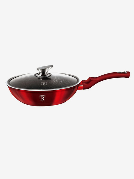 Berlingerhaus Vok ponev s pokrovko z marmornim povojem 28 cm Burgundy Metallic Line BERLINGERHAUS