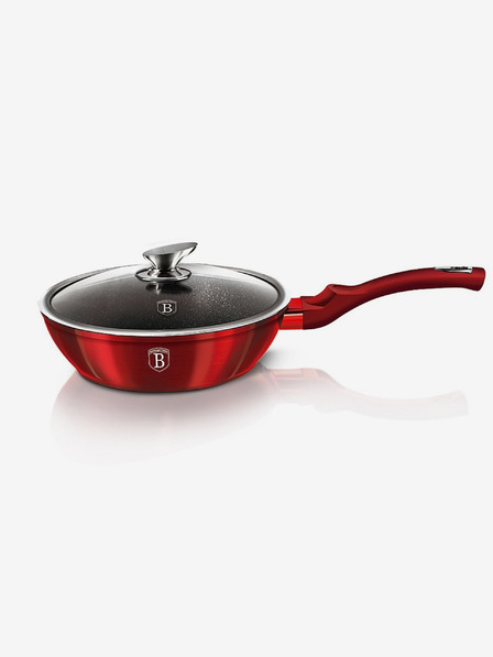 Berlingerhaus Globoka ponev z marmornato površino in pokrovom 24 cm Burgundy Metallic Line BERLINGERHAUS