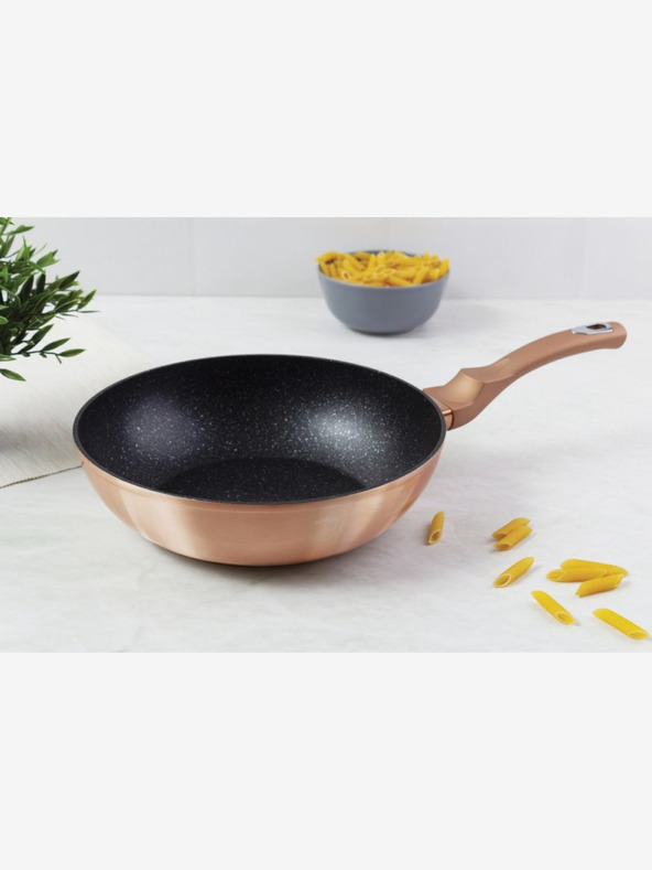 Berlingerhaus Ponev Wok z marmornato površino BERLINGERHAUS Rosegold Metallic Line (28 cm)