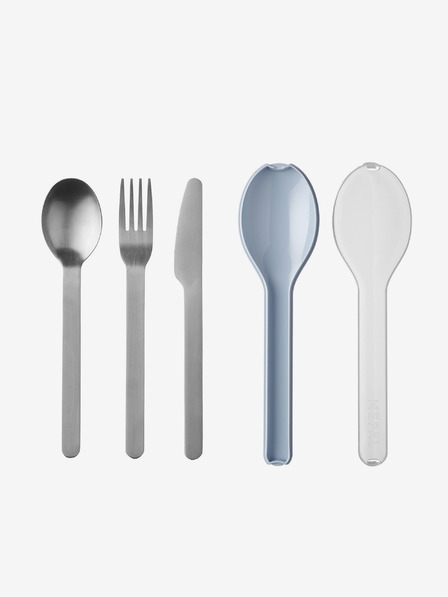 Mepal Potovalni set jedilnega pribora iz nerjavečega jekla v srebrni in svetlo modri barvi Ellipse