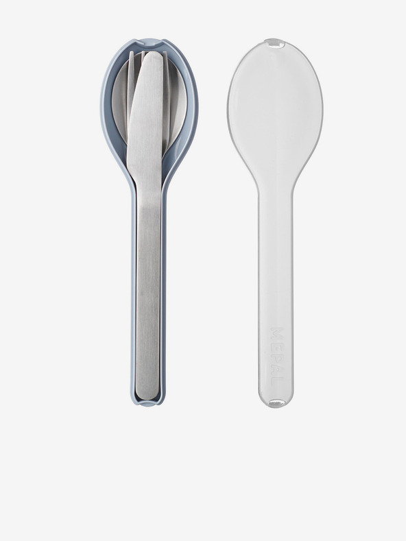Mepal Potovalni set jedilnega pribora iz nerjavečega jekla v srebrni in svetlo modri barvi Ellipse