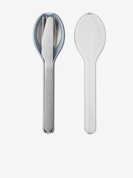 Mepal Potovalni set jedilnega pribora iz nerjavečega jekla v srebrni in svetlo modri barvi Ellipse