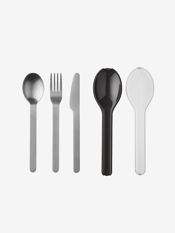 Mepal Potovalni jedilni pribor iz nerjavečega jekla Mepal Ellipse v srebrni in črni barvi