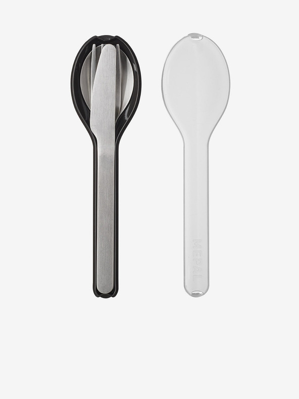 Mepal Potovalni jedilni pribor iz nerjavečega jekla Mepal Ellipse v srebrni in črni barvi