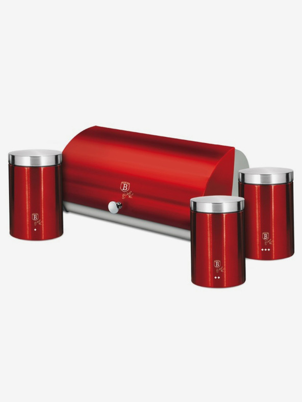 Berlingerhaus Skrinja za kruh in komplet treh posod za hrano BERLINGERHAUS Burgundy Metallic Line