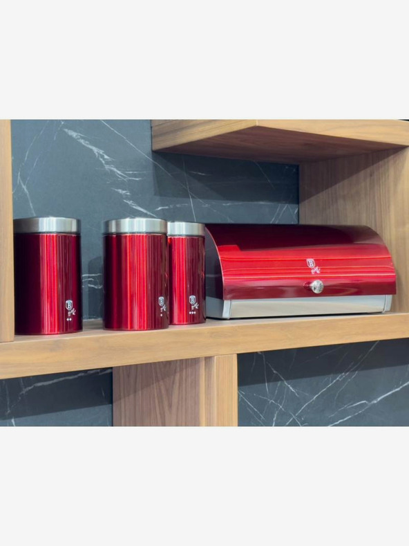 Berlingerhaus Skrinja za kruh in komplet treh posod za hrano BERLINGERHAUS Burgundy Metallic Line