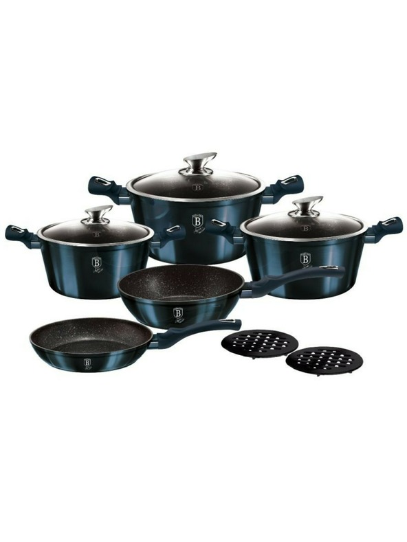 Berlingerhaus Komplet posode z marmornim površjem 10 kosov Aquamarine Metallic Line BERLINGERHAUS