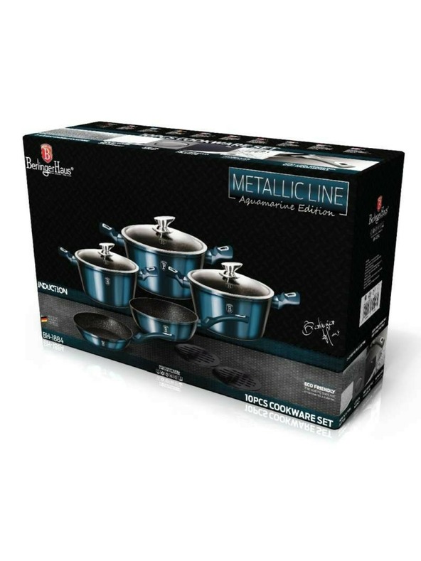 Berlingerhaus Komplet posode z marmornim površjem 10 kosov Aquamarine Metallic Line BERLINGERHAUS