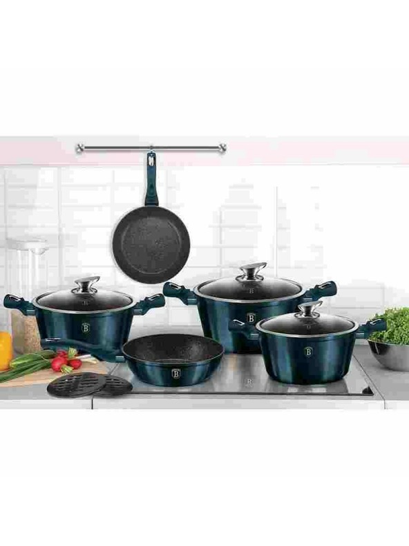 Berlingerhaus Komplet posode z marmornim površjem 10 kosov Aquamarine Metallic Line BERLINGERHAUS