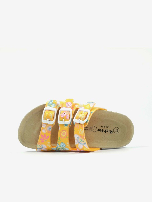 Richter Oranžni dekliški cvetlični copati Richter