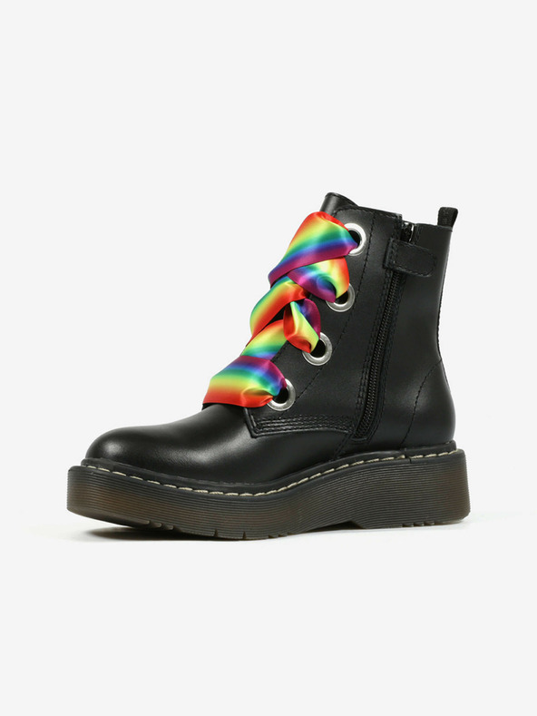 Richter Črni dekliški usnjeni gležnjarji Richter