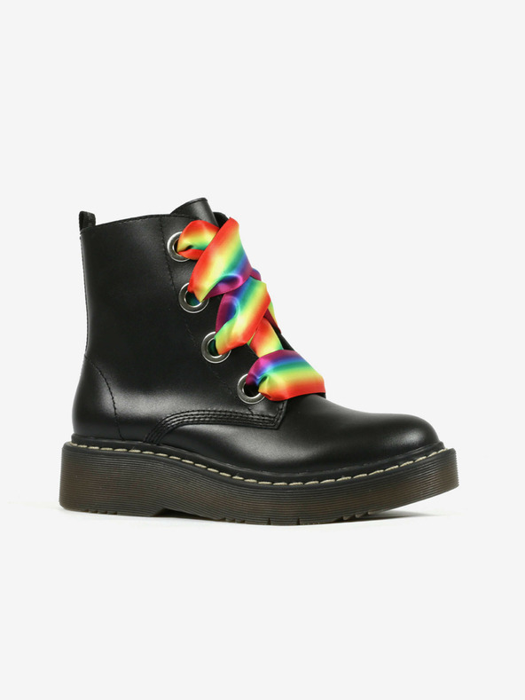 Richter Črni dekliški usnjeni gležnjarji Richter