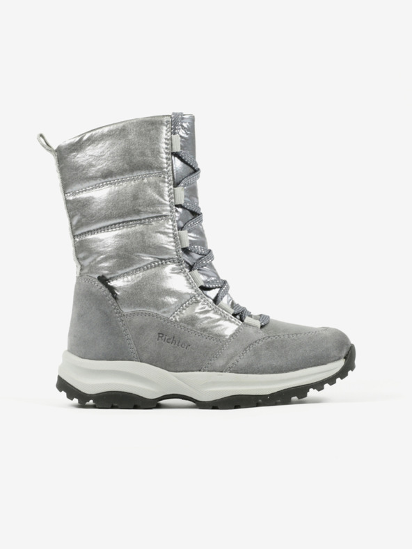 Richter Dekliški snežni škornji z detajli iz semiša v srebrni barvi Richter
