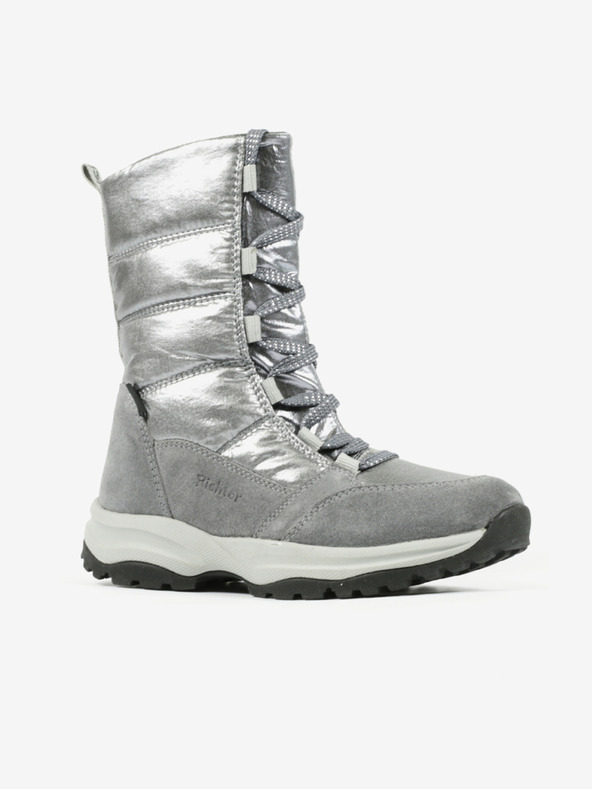 Richter Dekliški snežni škornji z detajli iz semiša v srebrni barvi Richter