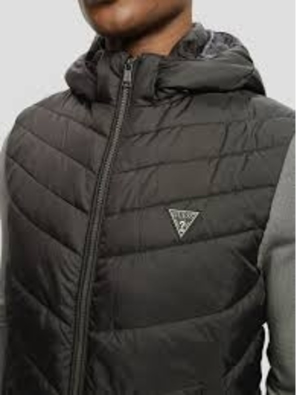 Guess Jeans Moški črni brezrokavnik s kapuco Guess jeans