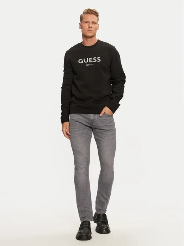Guess Jeans Moška črna jopica Guess Box Cn Sweatshirt