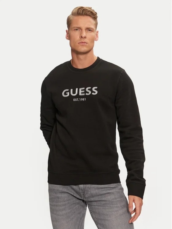 Guess Jeans Moška črna jopica Guess Box Cn Sweatshirt