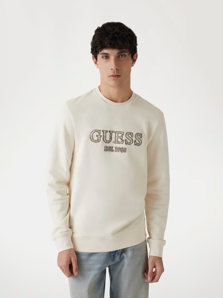 Guess Jeans Moška bež jopica z izvezenim logotipom Guess jeans