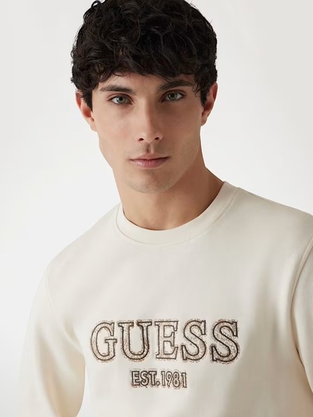 Guess Jeans Moška bež jopica z izvezenim logotipom Guess jeans