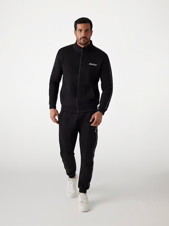 Guess Jeans Moška črna jopica s stranskim logotipom Guess jeans