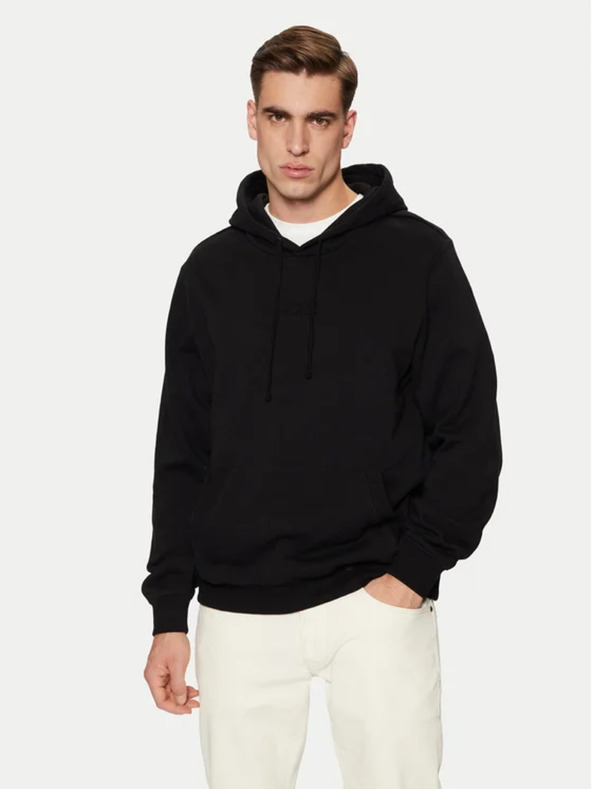 Guess Jeans Moška črna jopica z izvezenim logotipom in kapuco Guess jeans