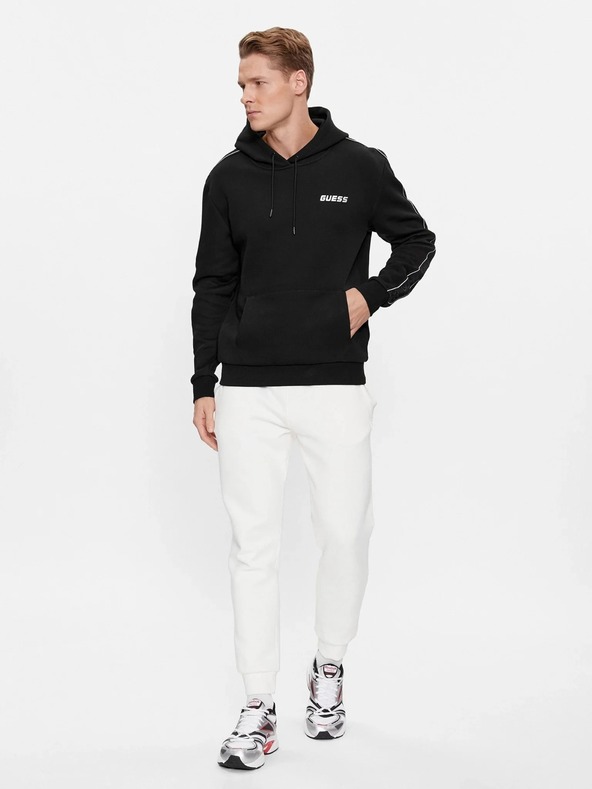 Guess Jeans Moška črna jopica Guess Eco Mickey Quattro G Hoodie