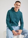 Guess Jeans Moška turkizna jopica z izvezenim logotipom in kapuco Guess jeans