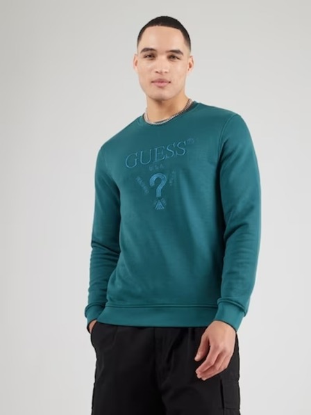 Guess Jeans Moška turkizna jopica z izvezenim logotipom Guess jeans