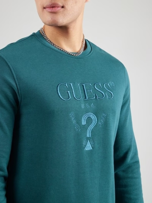 Guess Jeans Moška turkizna jopica z izvezenim logotipom Guess jeans