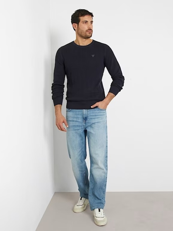 Guess Jeans Moški moder pulover Guess Crew Neck Sweater