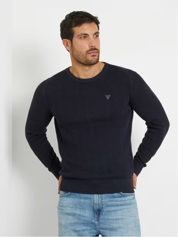 Guess Jeans Moški moder pulover Guess Crew Neck Sweater
