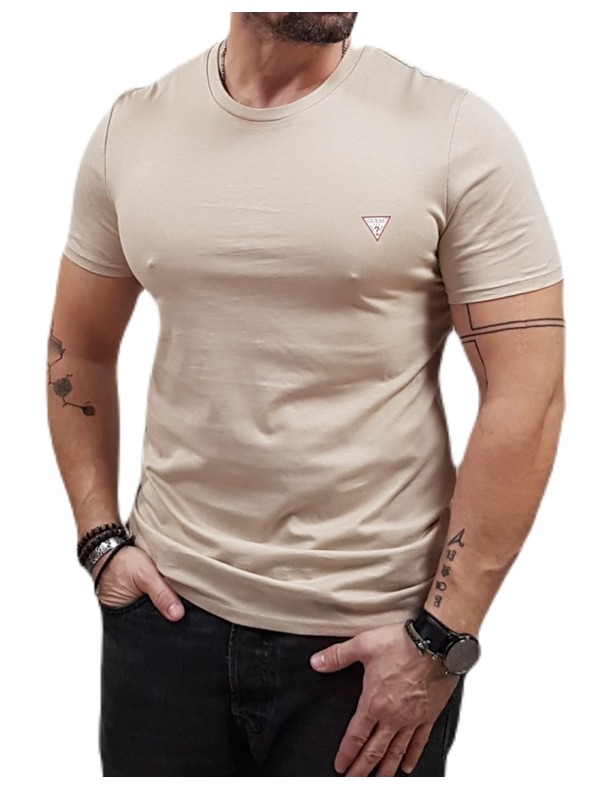Guess Jeans Moška bež slim fit majica G1DR Small Triangle Logo Guess jeans