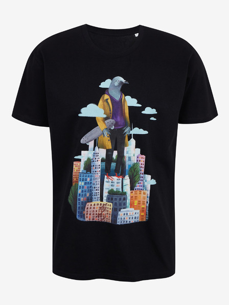 DOBRO Črne moške majice s potiskom Zoot DOBRO. Golob