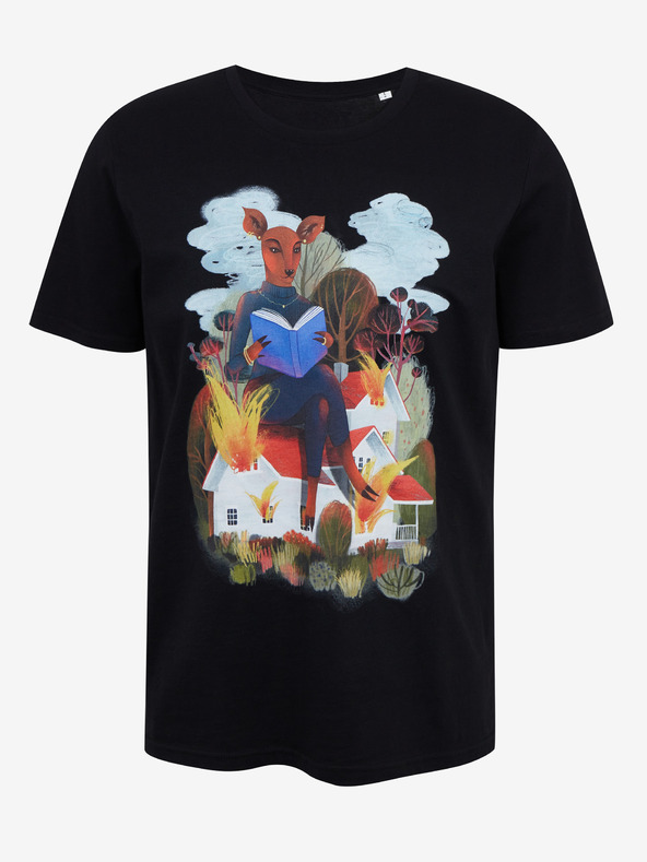 DOBRO Črne moške majice s potiskom Zoot DOBRO. Srna