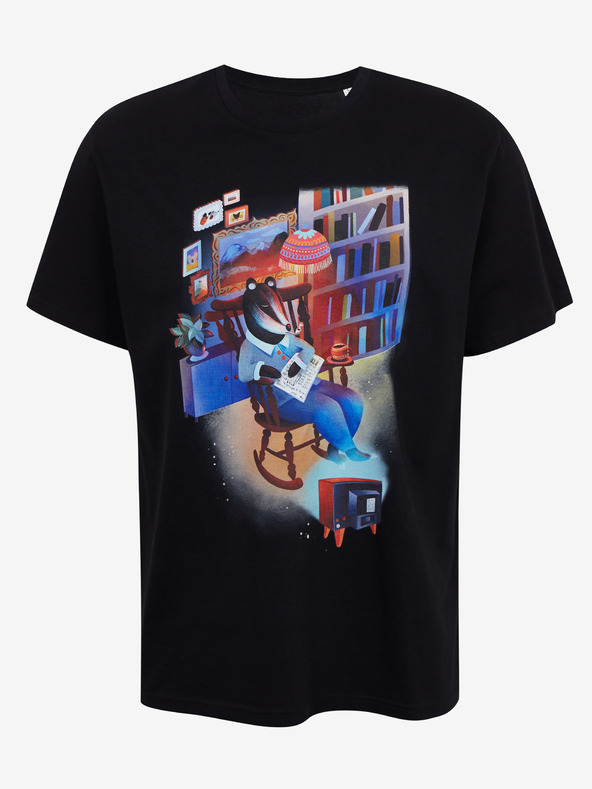 DOBRO Črne moške majice s potiskom Zoot DOBRO Jazbec