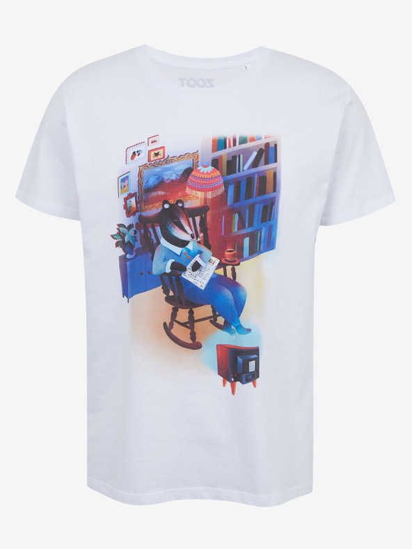 DOBRO Bele moške majice s potiskom Zoot DOBRO. Jazbec