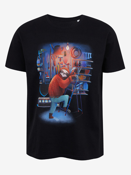 DOBRO Črne moške majice s potiskom Zoot DOBRO. Lenivec