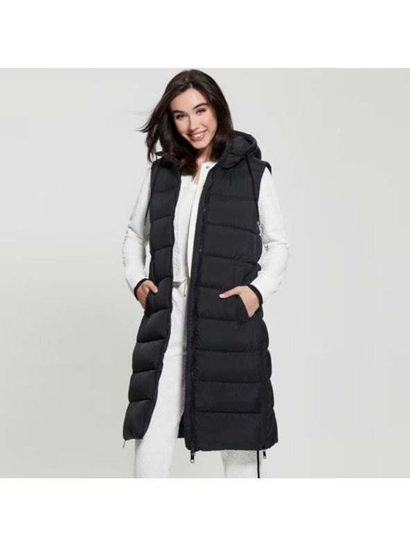 Guess Jeans Ženska črna puhovka telovnik Guess jeans